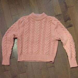 H&M Pink Cable Knit Turtleneck Sweater